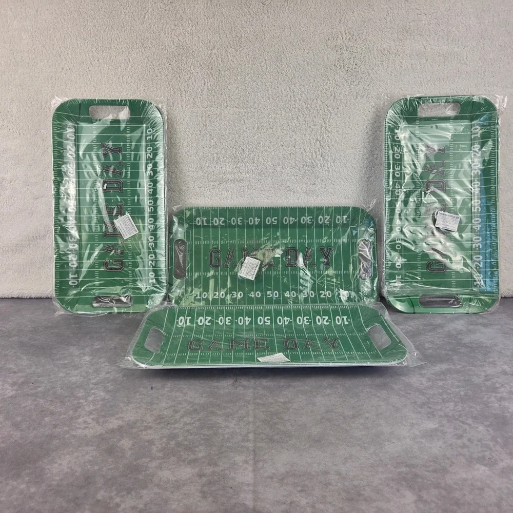 Boston International Game Day Melamine Football Field Serving Trays Set of 4